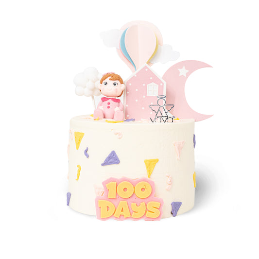 Baby Girl’s 100 Days Cake – Pastel Pink Milestone Celebration