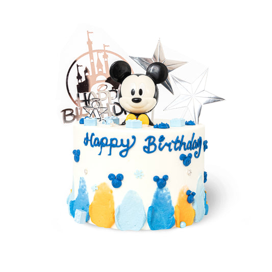 Mickey’s Castle Cake – Whimsical Blue & Yellow Celebration