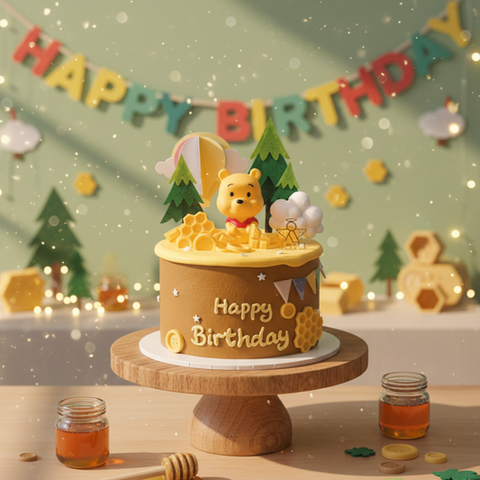 Honey Forest Chiffon Cake – A Sweet Adventure with Pooh and Friends