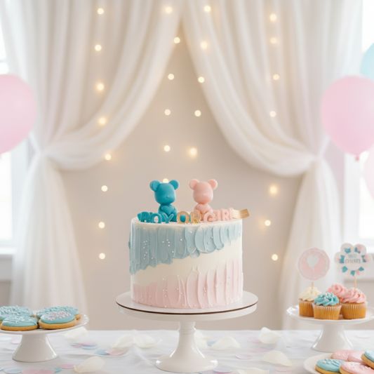 Bear Gender Reveal Chiffon Cake – A Sweet Surprise in Every Slice