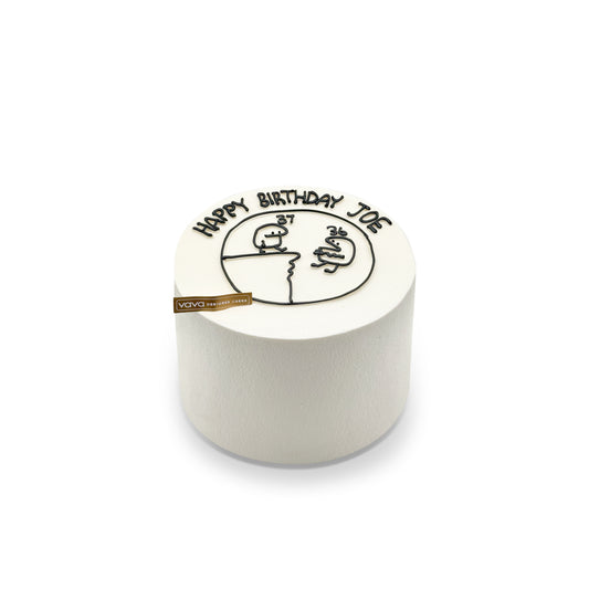 Minimalist Doodle Message Chiffon Cake - Clean, Modern & Quietly Playful
