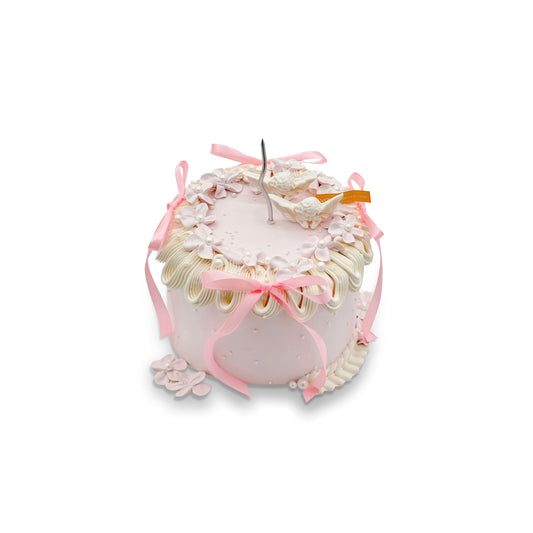 Angel Wings Ribbon Chiffon Cake - delicate blossoms and pearls