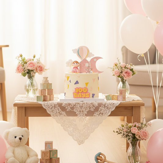 Baby Girl’s 100 Days Cake – Pastel Pink Milestone Celebration