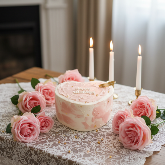 Blooming Heart Cake – Soft Elegance, Sweet Emotion