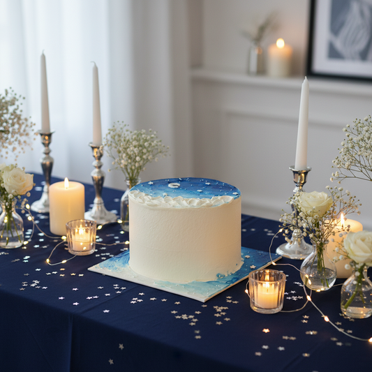 Blue Starry Night Cake – Elegant Galaxy-Inspired Celebration