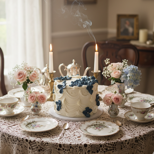Blue Vintage Bloom Cake – A Touch of Timeless Elegance