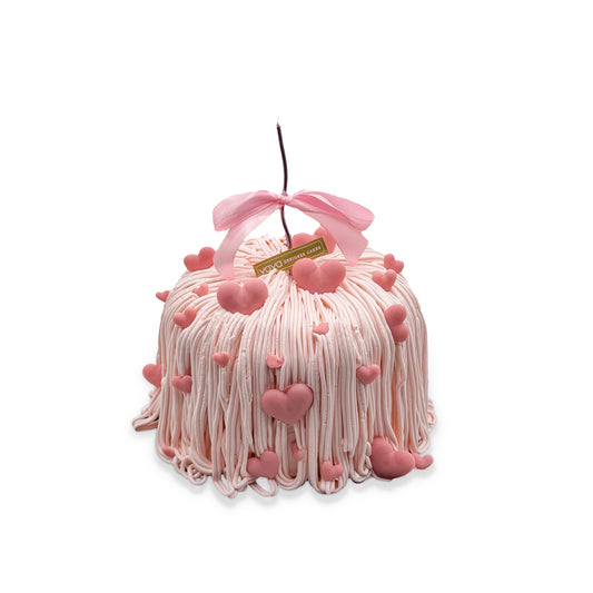 Blushing Heart Ribbon Cake – A Whirl of Love and Delight