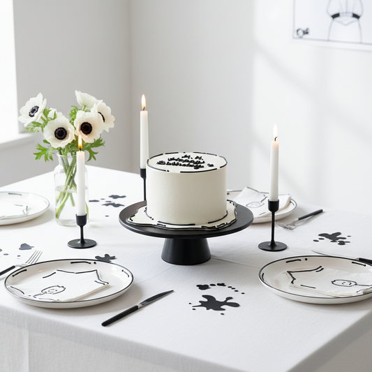 Cartoon Sketch Cake – A Minimalist Masterpiece in Black and White