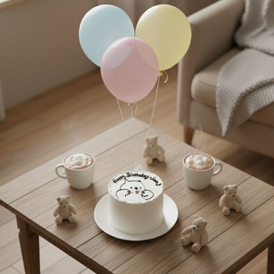 Hand-drawn Bear Cake – A Whimsical Touch of Sweet Simplicity