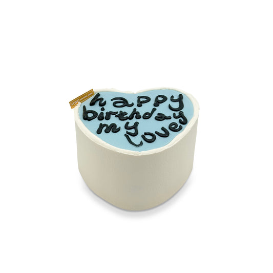 Heart Message Chiffon Cake – Blue Heart with Custom Piped Text