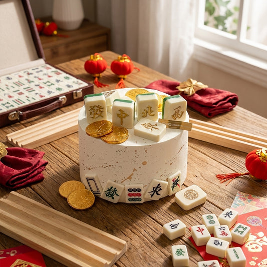 Lucky Mahjong & Gold Coin Chiffon Cake – A Playful Touch of Tradition