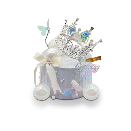 Pearl Crown Butterfly Chiffon Cake - A Fairytale Moment