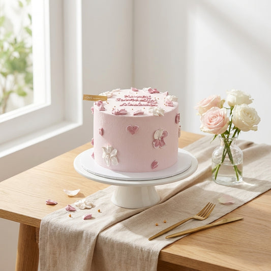 Petal Floral Message Chiffon Cake - Blush Pink Celebration