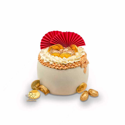 Prosperity Gold Ingot & Red Fan Chiffon Cake – Luxurious and Joyful celebration