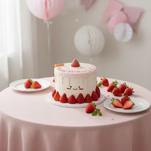 Strawberry Smiley Drip Cake – Cute Chiffon Cake for Sweet Celebrations