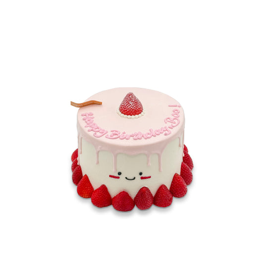 Strawberry Smiley Drip Cake – Cute Chiffon Cake for Sweet Celebrations