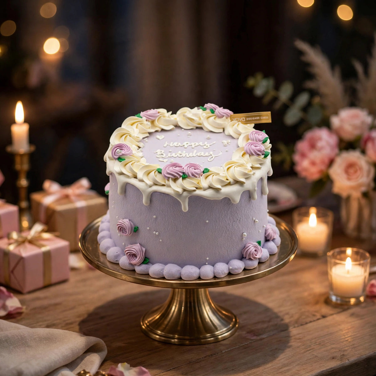 VaVa Designer Cakes Lavender Rose Birthday Cake – Elegant Floral Celebration