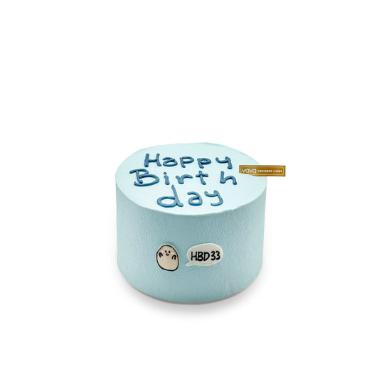 Minimalist Sky Blue Birthday Chiffon Cake - Cute Bubble Message