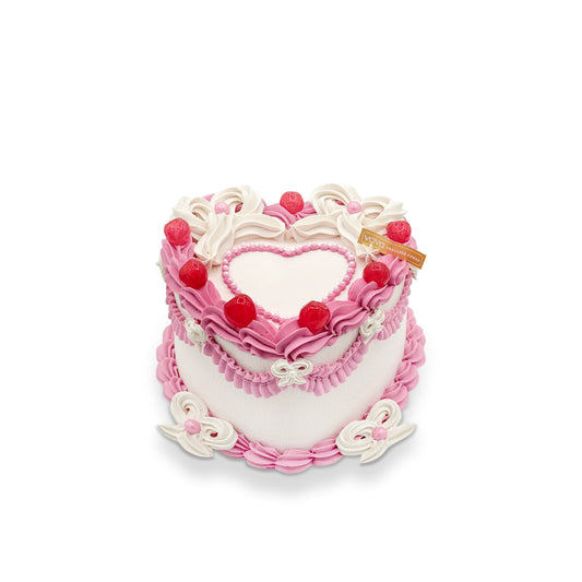 Pink Heart Cherry Chiffon Cake - Sweet Romance & Playful Detail